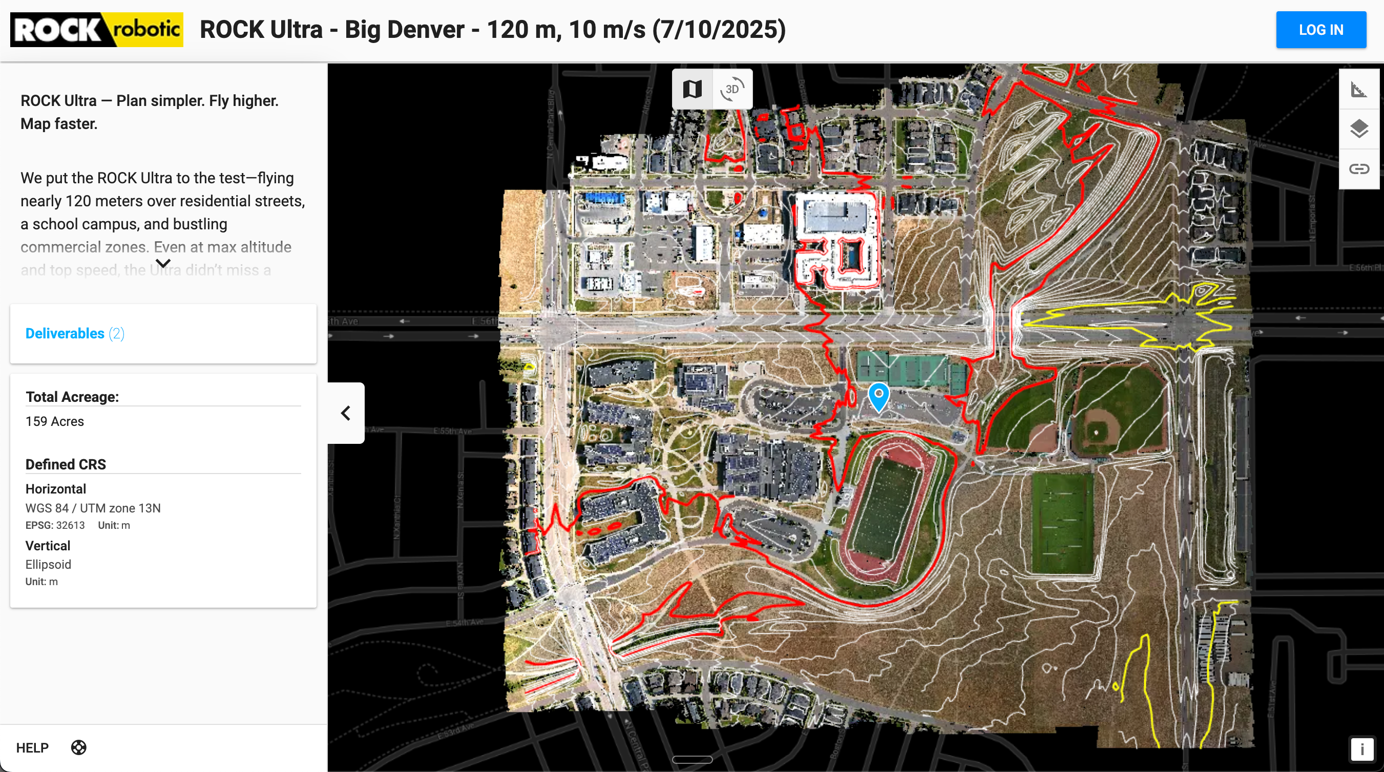 Orthomosaic with contour lines for topographic mapping