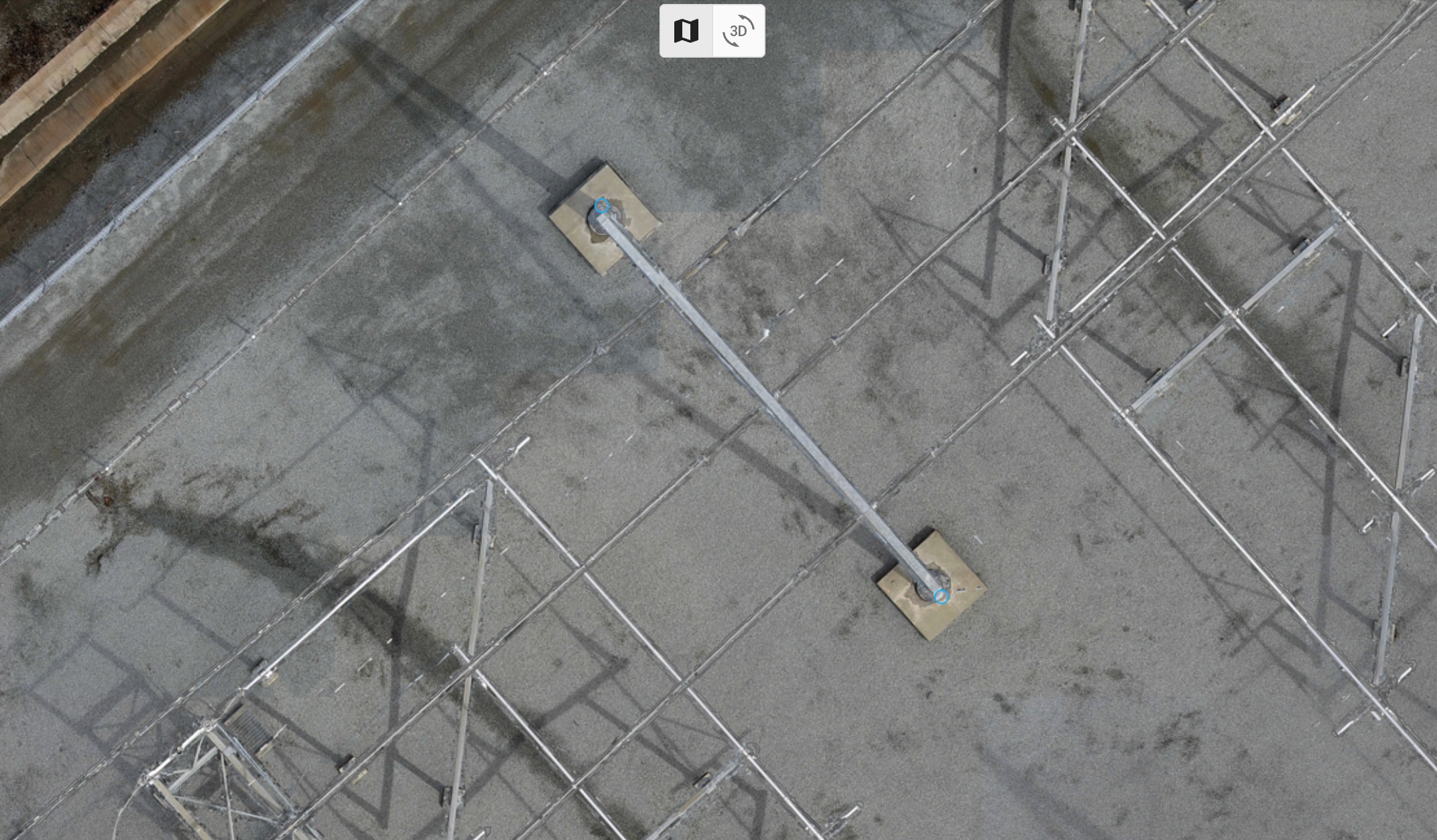 Power line infrastructure comparison between 3D and orthomosaic views - 3D Perspective View