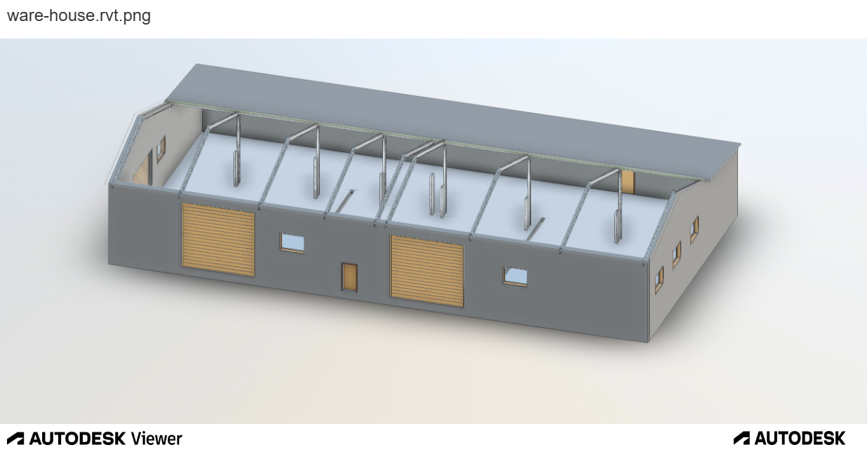 Warehouse BIM model - exterior view